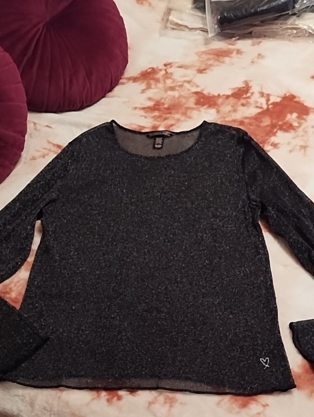 Victoria's Secret Mesh & Metallic Long Sleeve Tee
